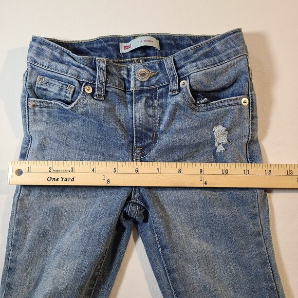 Levi’s 711 Skinny Jeans 8 Slim Distressed Blue Denim Stretch Mid Rise - Picture 6 of 7